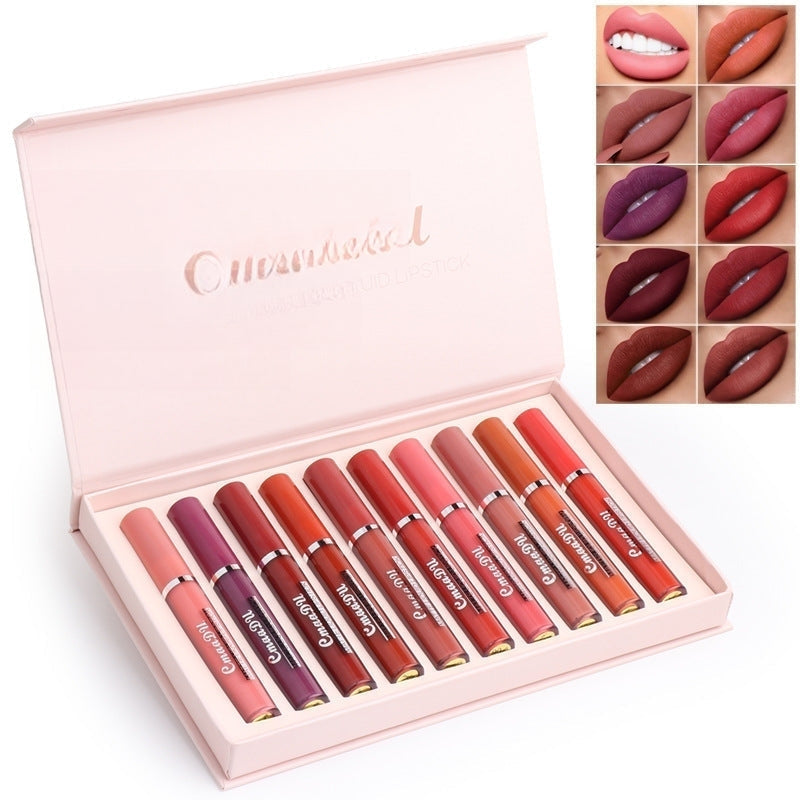Set 10 Labiales Mate Anti-transferencia Impermeable