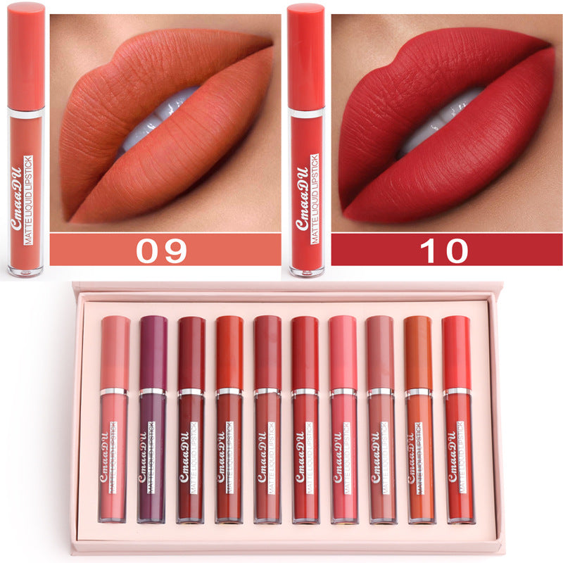 Set 10 Labiales Mate Antiadherente Resistente al Agua