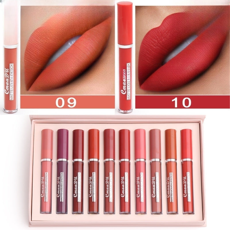 Set 10 Labiales Mate Anti-transferencia Impermeable