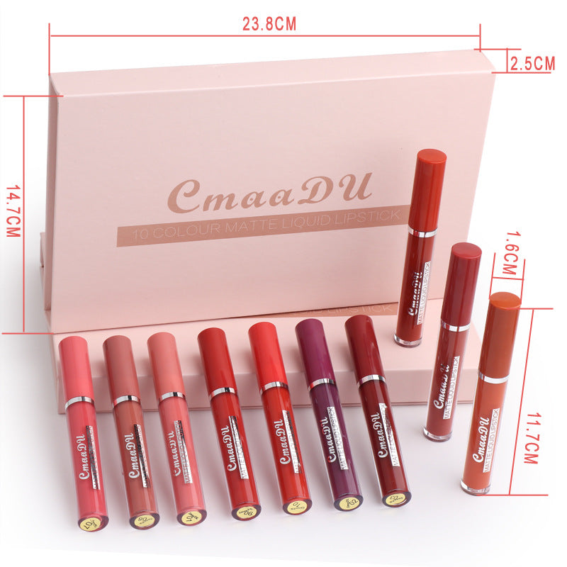 Set 10 Labiales Mate Antiadherente Resistente al Agua